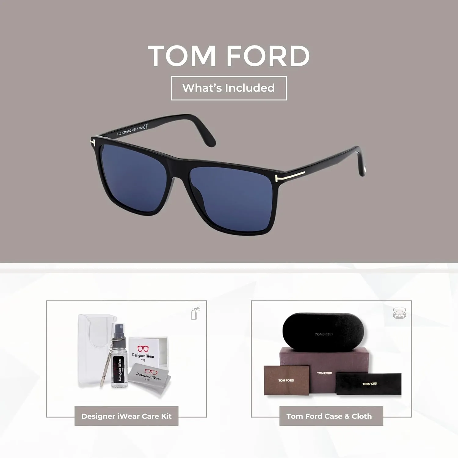 Tom Ford Fletcher FT0832 Square Sunglasses for Men   BUNDLE With Designer iWear Eyewear Kit