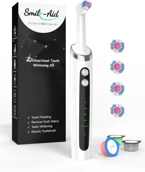 Tooth Polisher, Upgraded Teeth Whitening Kit Teeth Stain Remover with 5 3D White Replacement Brush Heads and 3 Tooth Polish Paste, Rechargeable Teeth Cleaning Tools Dental Kit Easy to Use at-Home