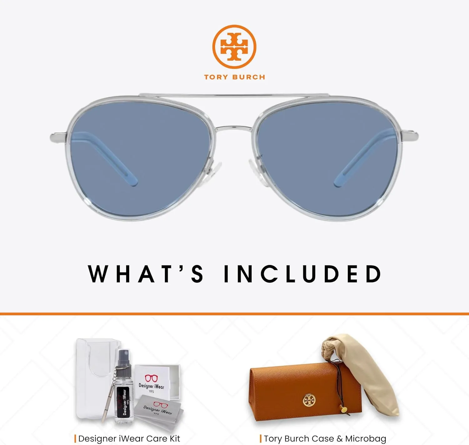 Tory Burch TY6089 Aviator Sunglasses for Women   BUNDLE With Designer iWear Eyewear Kit