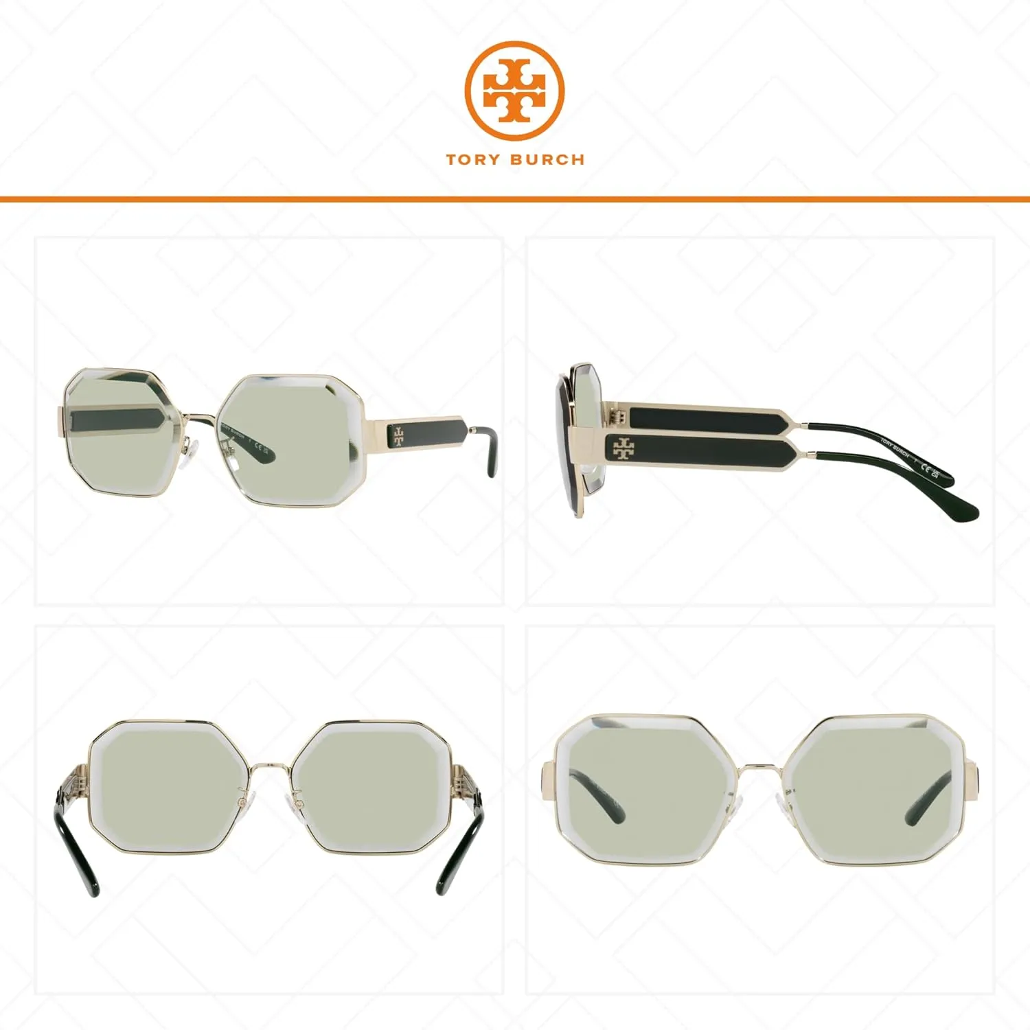 Tory Burch TY6094 Metal Hexagon Sunglasses for Women   BUNDLE With Designer iWear Eyewear Kit