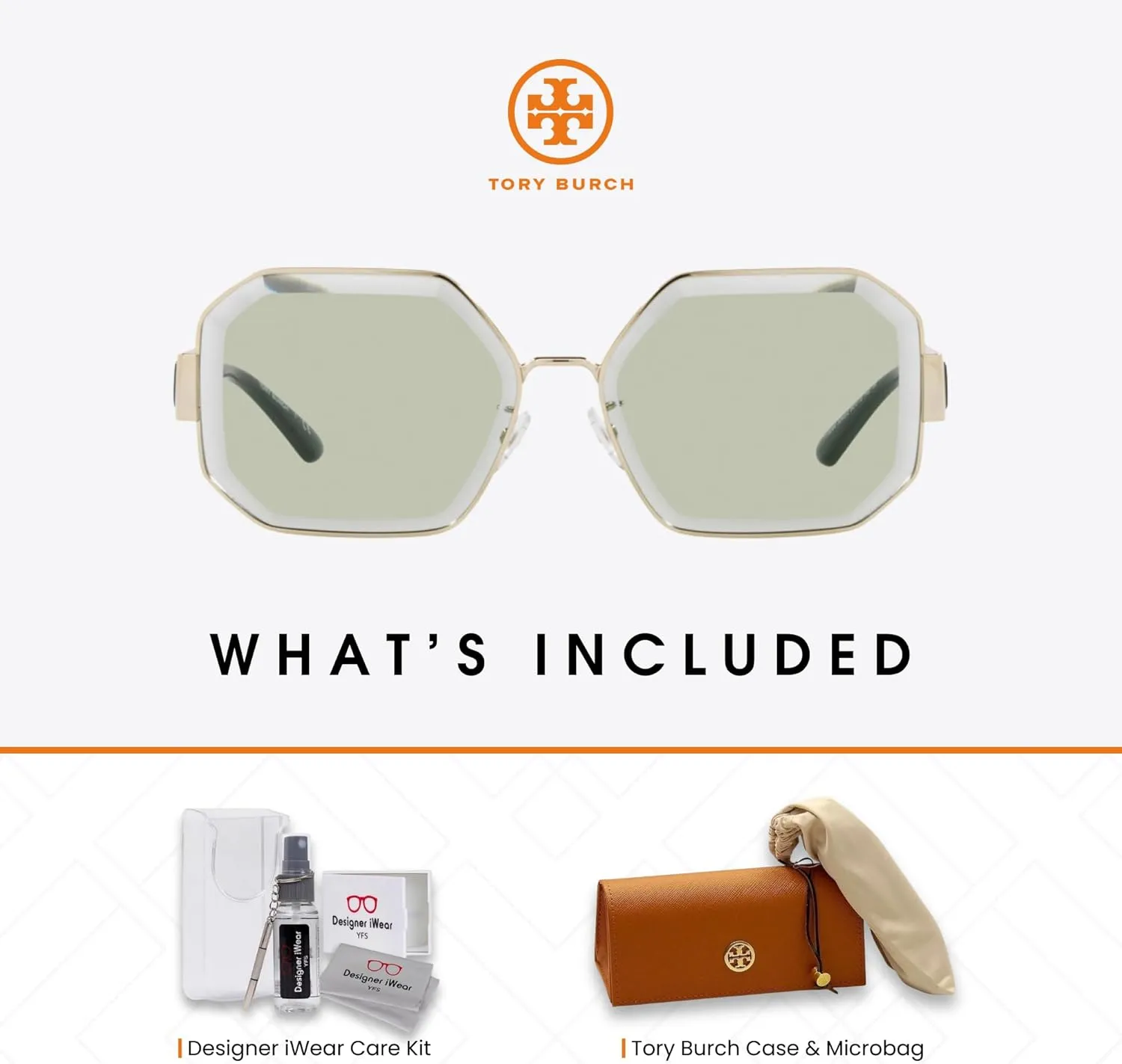 Tory Burch TY6094 Metal Hexagon Sunglasses for Women   BUNDLE With Designer iWear Eyewear Kit