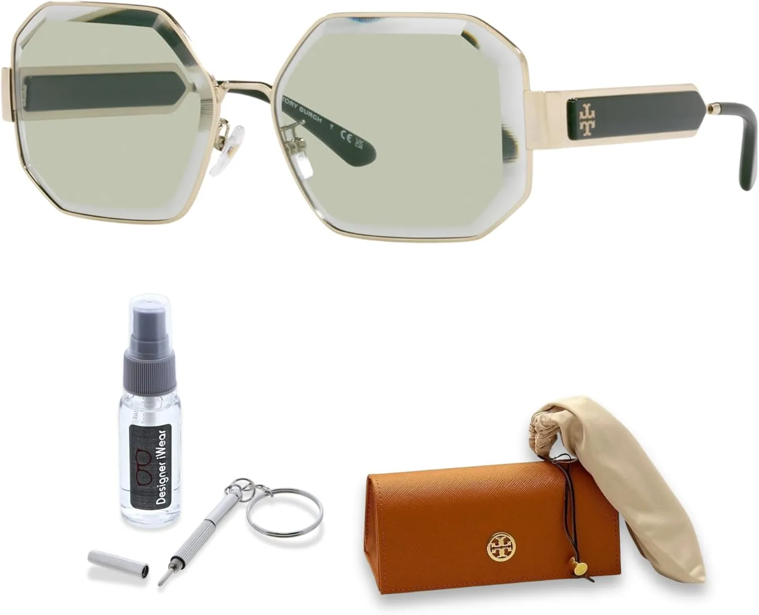 Tory Burch TY6094 Metal Hexagon Sunglasses for Women   BUNDLE With Designer iWear Eyewear Kit