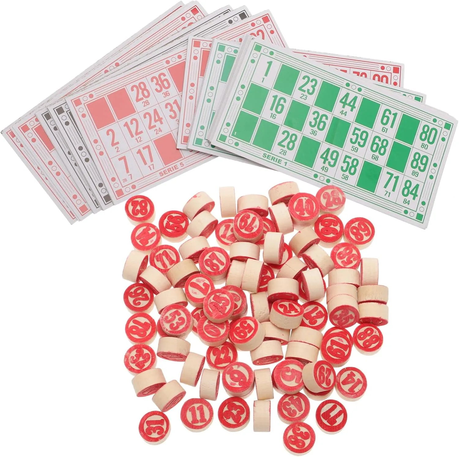Toyvian Russian Lottos Game Bingo Game Set, Travel Bingo Set Russian Chess Toy Kit Wooden Travel Board Games with Bingo Game Chips Cards and Boards