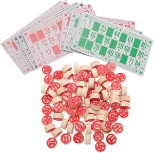 Toyvian Russian Lottos Game Bingo Game Set, Travel Bingo Set Russian Chess Toy Kit Wooden Travel Board Games with Bingo Game Chips Cards and Boards