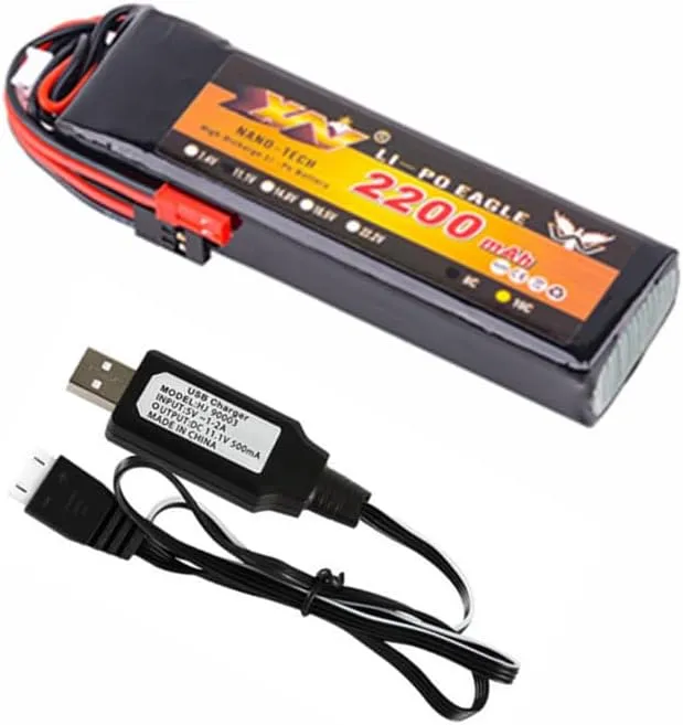 Transmitter LiPo Battery 11.1V 2200mAh 8C for Walkera DEVO 7 WFLY9 RadioLink AT9 Radiolink T8FB Transmitter Remote Controllor 1 Pack with USB Charger Cable