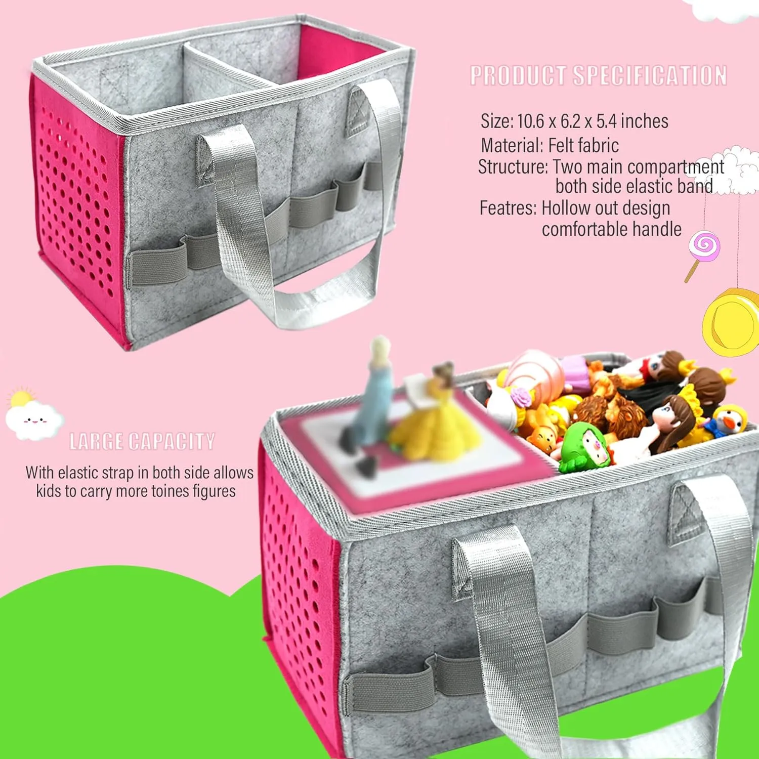 Travel Carrying Case Compatible with Toniebox Audio Player Starter Set,Educational Musical Toy Storage Bag Folding Hand Bag for Tonies Figurines