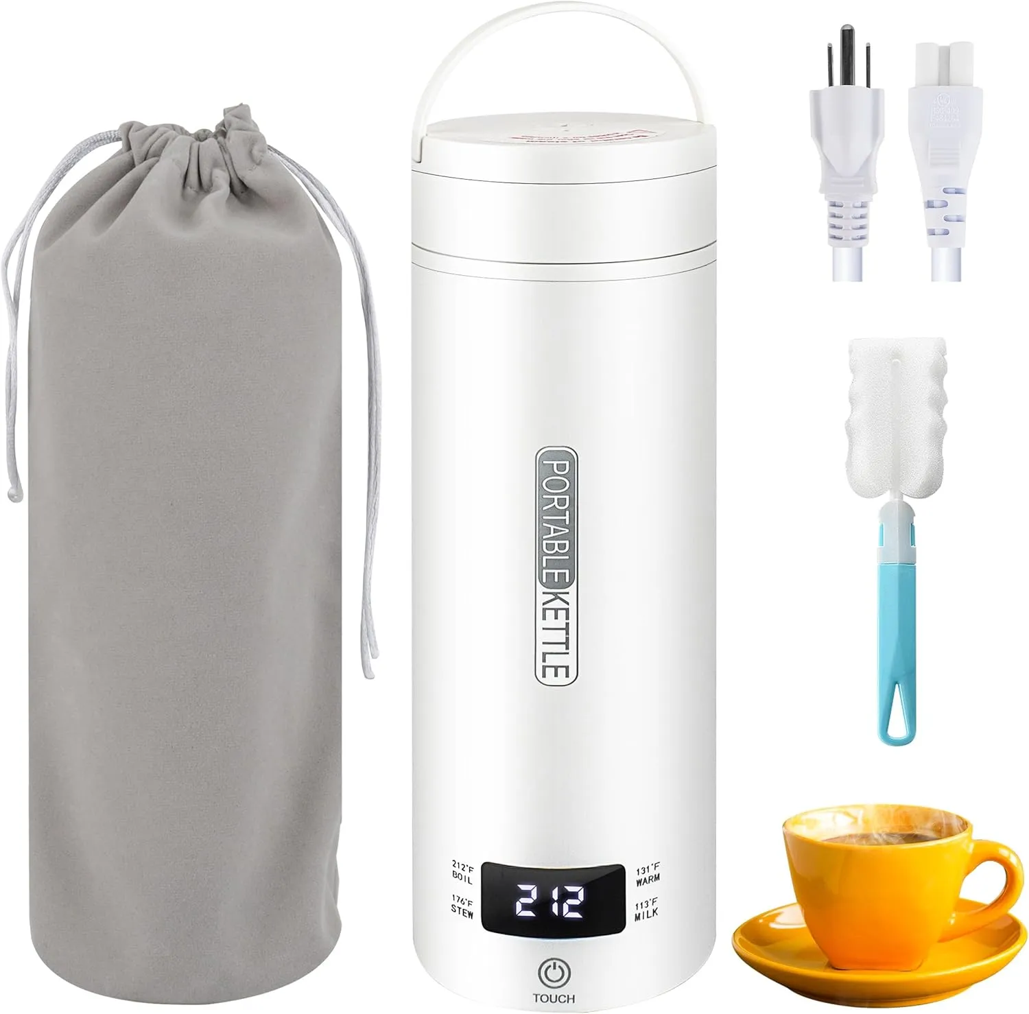 Travel Electric Kettle, Portable Smart Small Hot Water Boiler Tea Coffee Heater 450ML, 316 Stainless Steel, 4 Temperature Control, LCD Display, Fast Boiling Water, Auto Shut-Off & Boil Dry Protection