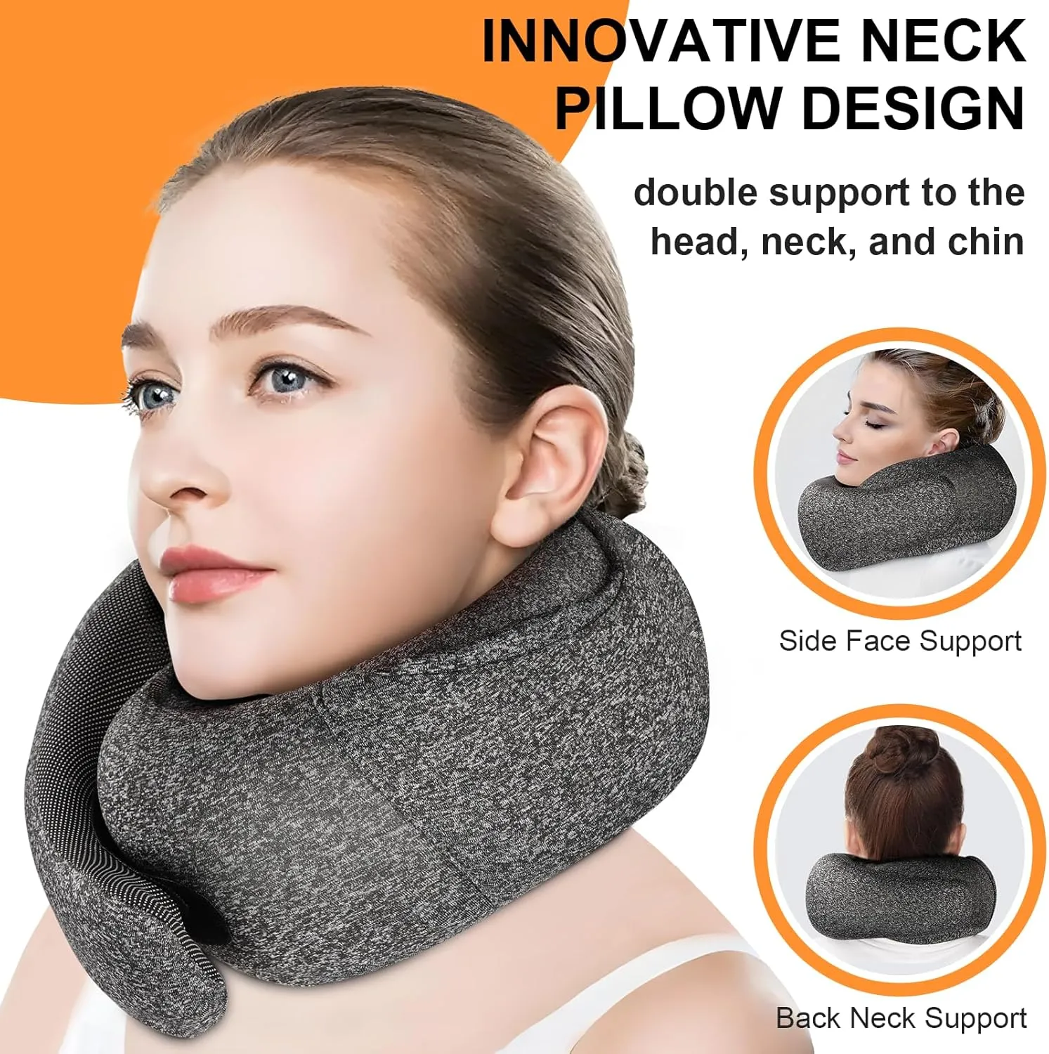 Travel Pillow - Hooded Neck Pillow Airplane, Memory Foam Pillow for Plane, Office, Cars Sleeping, Long Flight Must Haves, Road Trip Essentials Accessories for Adults (Dark Gray)
