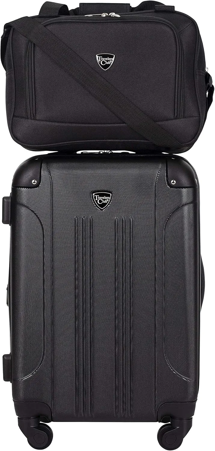 Travelers Club Chicago Hardside Expandable Spinner Luggage, Black, 3 Piece Set