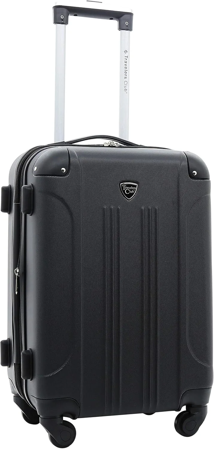 Travelers Club Chicago Hardside Expandable Spinner Luggage, Black, 5 Piece Set