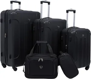 Travelers Club Chicago Hardside Expandable Spinner Luggage, Black, 5 Piece Set