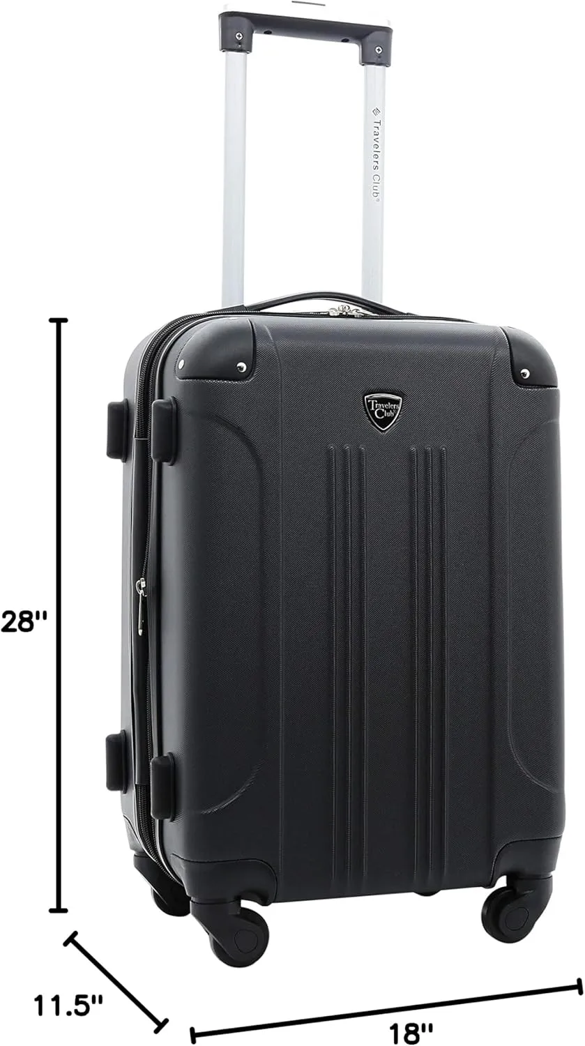 Travelers Club Chicago Hardside Expandable Spinner Luggage, Black, 5 Piece Set