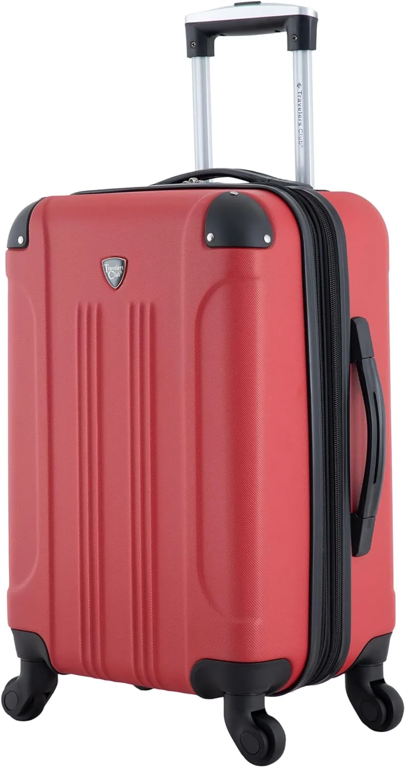 Travelers Club Chicago Hardside Expandable Spinner Luggage, Red, 5 Piece Set