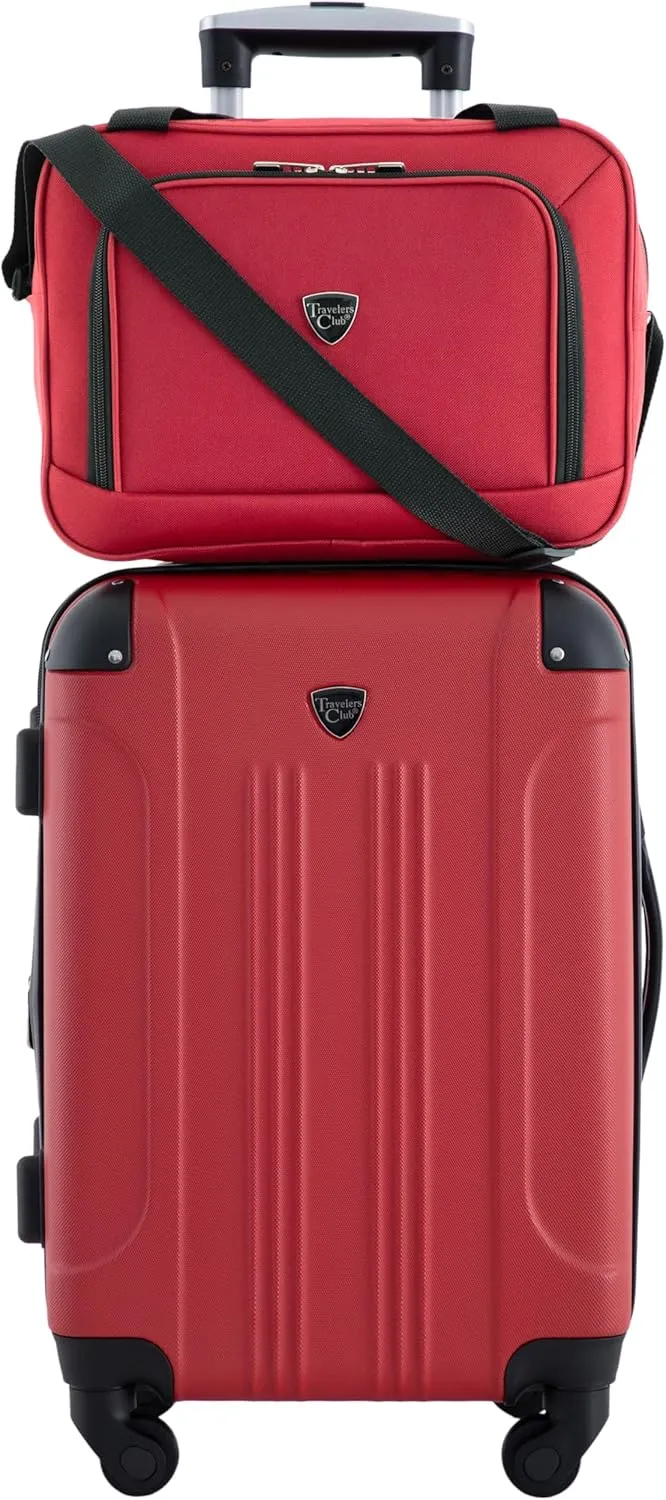 Travelers Club Chicago Hardside Expandable Spinner Luggage, Red, 5 Piece Set