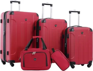 Travelers Club Chicago Hardside Expandable Spinner Luggage, Red, 5 Piece Set