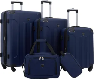 Travelers Club Chicago Hardside Expandable Spinner Luggages, Navy Blue, 5 Piece Set, TCL-77995-410