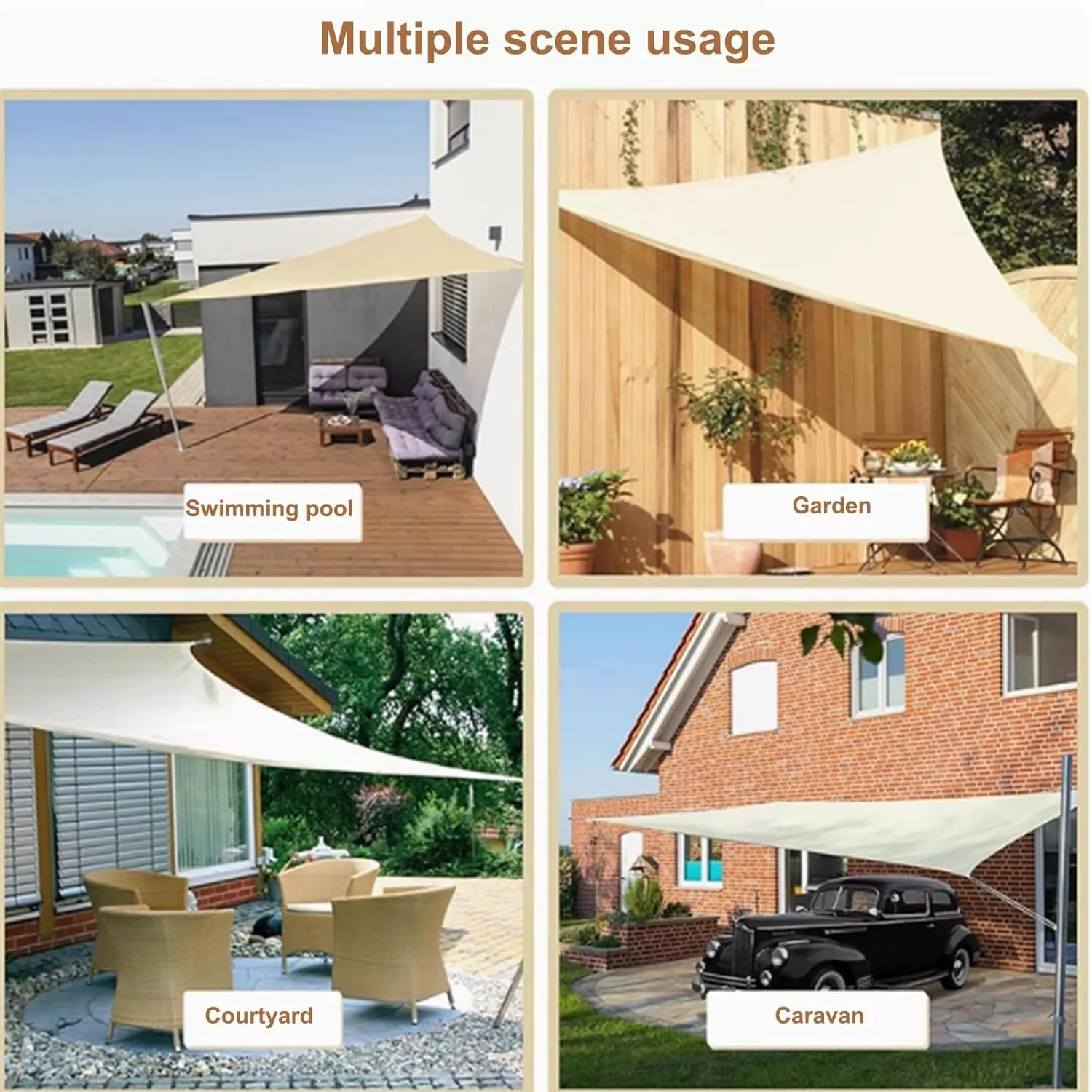 Triangle Sun Shade Sail, Canopy Outdoor Patio Fabric Screen Awning, Garden Privacy Fence Screening Mesh Tarp, Water & Air Permeable(2x2x2m)