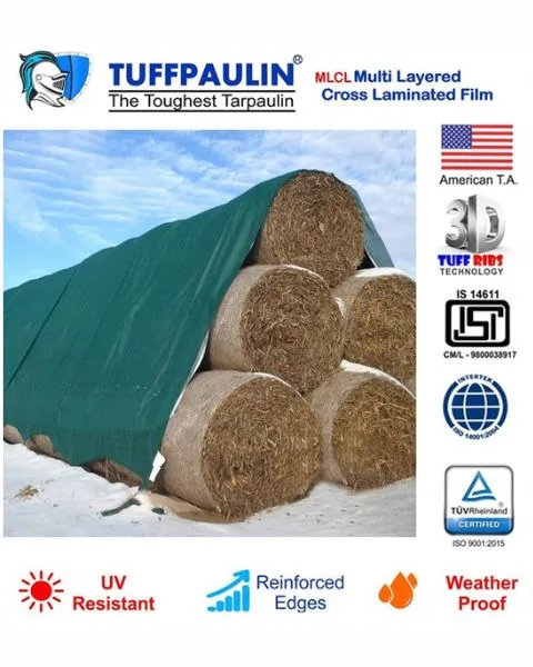 TUFFPAULIN 40FT X 30FT 150 GSM GREEN HAY COVERS HEAVY DUTY TARPAULIN-TIRPAL