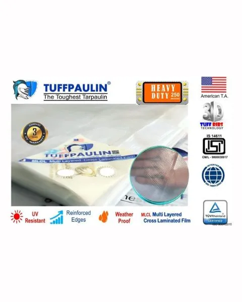 TUFFPAULIN HAY COVERS TARPAULIN-TIRPAL 200GSM (40FTX40FT, TRANSPARENT)