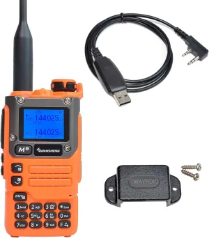 TWAYRDIO Quansheng UV-K6 UV-K5(8) Portable Radio with Programming Cable and Radio Holder, 5W Dual Band VHF UHF Two Way Radio, NOAA Emergency Weather Receiver, AM/FM Airband Receiving Walkie Talkie