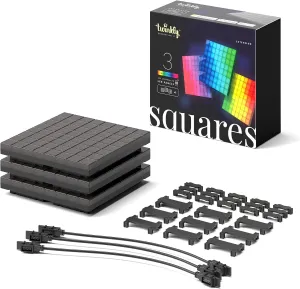 Twinkly Squares Extension Kit, RGB LED Panels Kit, Including 3 Extension Panels and Connection Cables, Compatible with HomeKit, Alexa and Google Home, Gaming Lights and Streaming, 16M  Colors