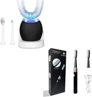 U-Shaped Toothbrush and Large Long Head Toothbrush for Adult, Ultrasonic Toothbrush for Teeth Whitening, Wireless Charging Automatic Toothbrush Kit for Travel or Home