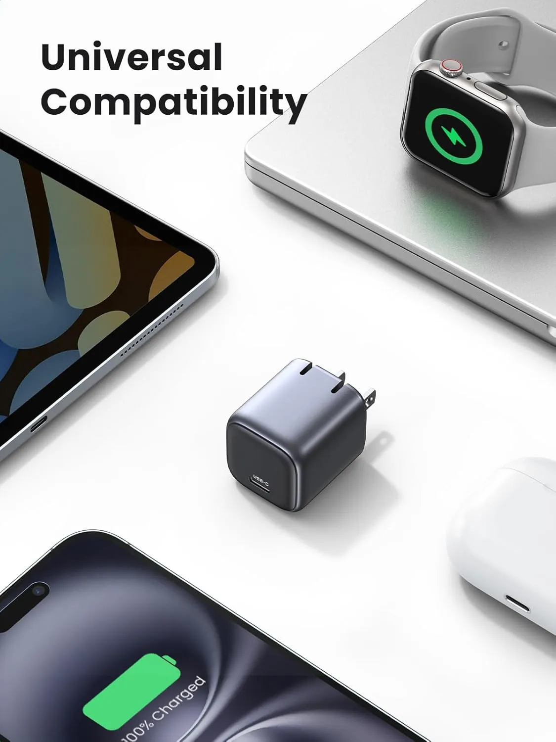 UGREEN 30W USB C Charger, Nexode Foldable GaN PPS Compact Fast Wall Charger Block, USB-C Power Adapter for iPhone 16/15/14/13, Galaxy S25/S24/S23 (Black)