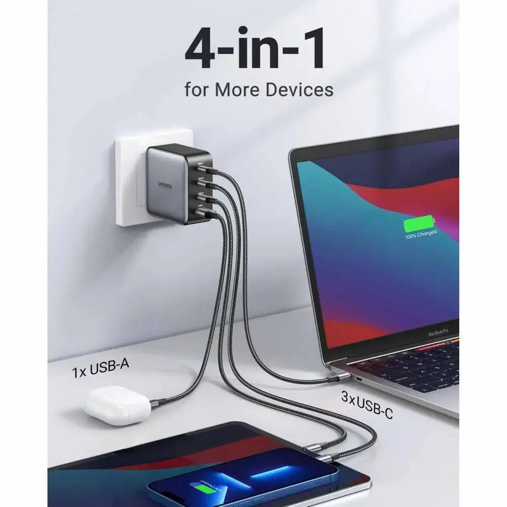 UGREEN NEXODE 4 PORTS USB-A 3*USB-C Cell Phone Fast Charger | 40747