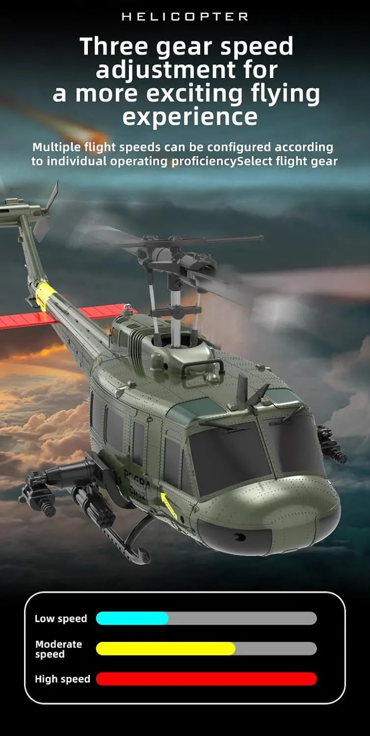 UH-1 Huey Remote Control Helicopters RC Aircraft for Adults, RC ERA C032 1/48 Scale 6CH 2.4G Gyro Stabilized Aircraft with Fly Upside Down 3D Rolling -RTF / 1 Battery