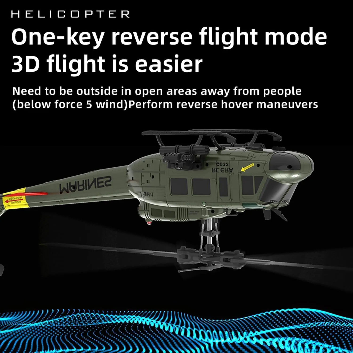 UH-1 Huey Remote Control Helicopters RC Aircraft for Adults, RC ERA C032 1/48 Scale 6CH 2.4G Gyro Stabilized Aircraft with Fly Upside Down 3D Rolling -RTF / 2 Battery