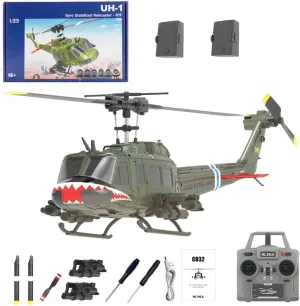 UH-1 Huey Remote Control Helicopters RC Aircraft for Adults, RC ERA C032 1/48 Scale 6CH 2.4G Gyro Stabilized Aircraft with Fly Upside Down 3D Rolling -RTF / 2 Battery