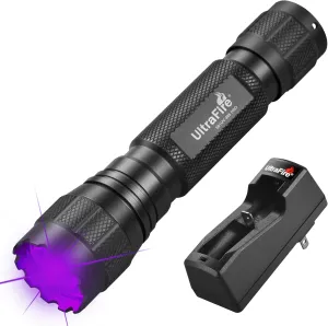 ULTRAFIRE UV Flashlight, 395-405 nm Single Mode LED Black Light Flashlight, 10W Powerful UV Light Blacklight Flashlights for Curing Resin, Scorpion Hunting, Spotting Pet Stains 501UV-395 PRO