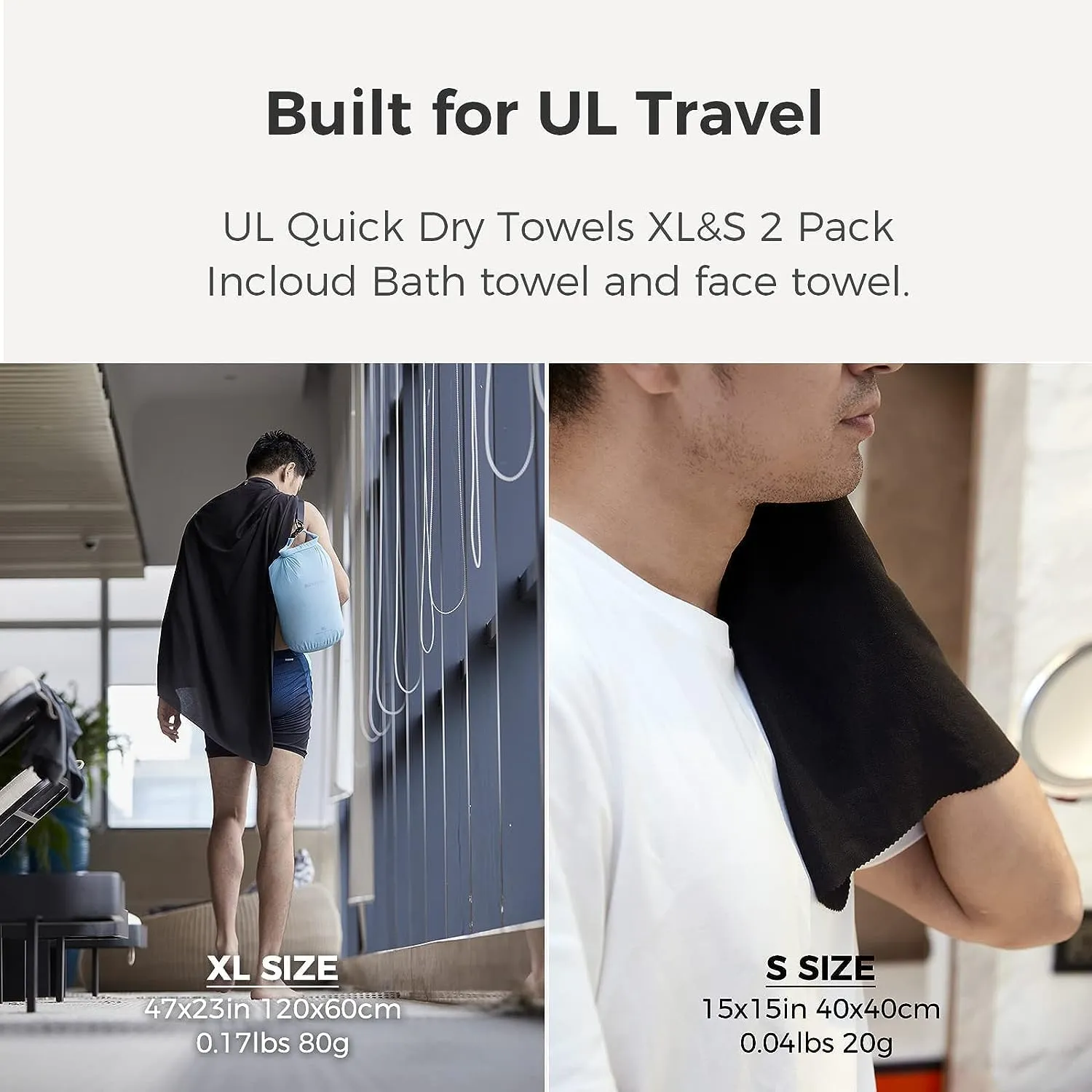Ultralight Quick Dry Towels in XLarge & Small Sizes with Compact Packable Pocket Microfiber Towel for Backpacking Travel Beach Hiking Swimming Sports & Yoga (Orange 2 Set)