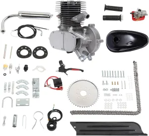 Upgraded 100cc Bike Engine Kit, 2 Stroke Bicycle Motor Kit Petrol Gas Motor Conversion Kit Air-Cooling Motorized Bicycle Kit for 26" 28" V Frame Bicycle