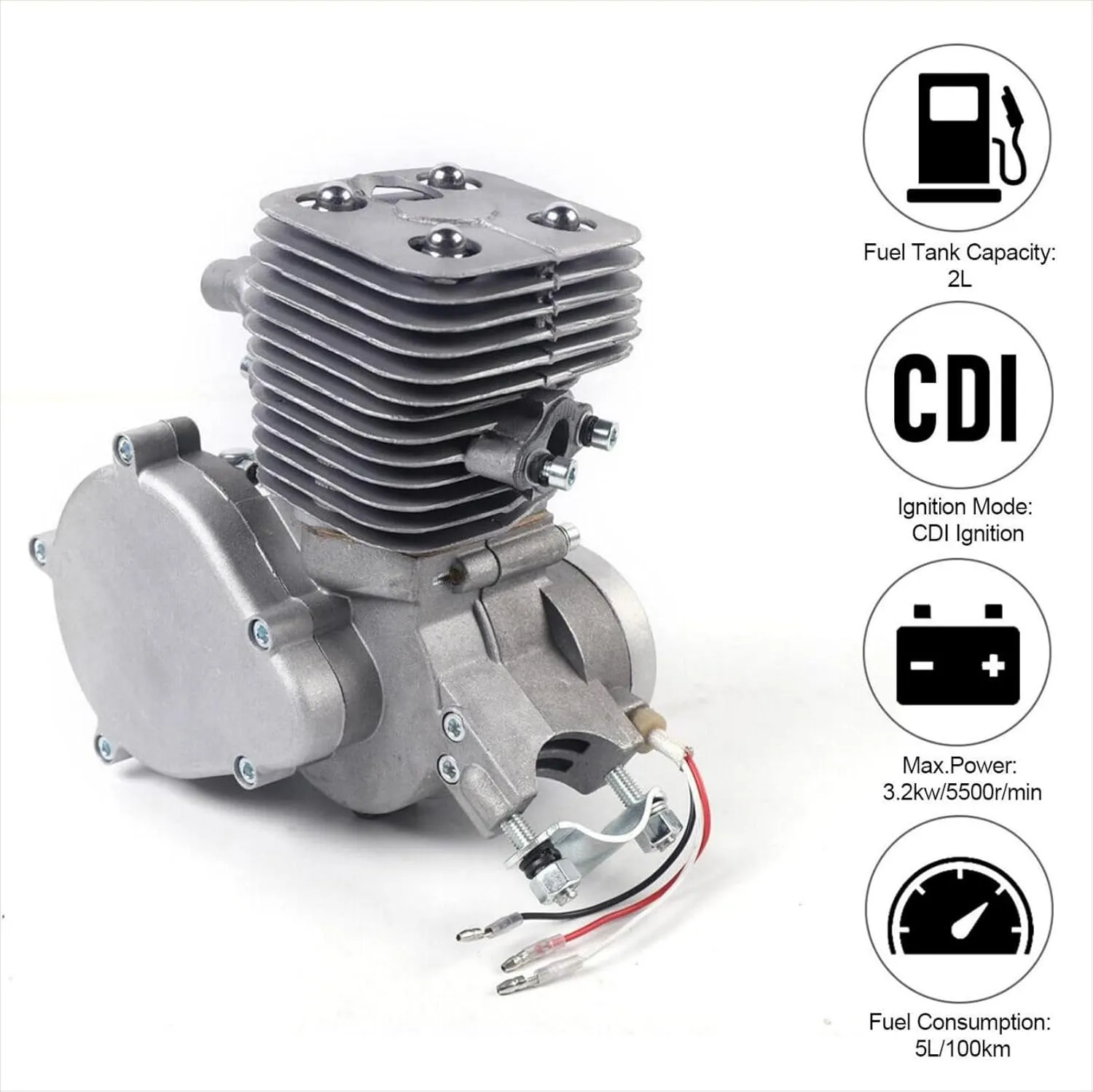 Upgraded 100cc Bike Engine Kit, 2 Stroke Bicycle Motor Kit Petrol Gas Motor Conversion Kit Air-Cooling Motorized Bicycle Kit for 26" 28" V Frame Bicycle