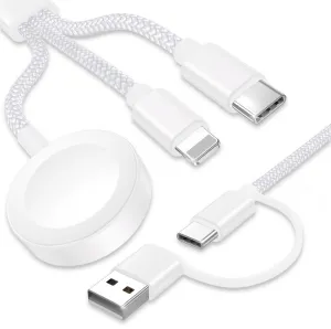 Upgraded 3 in 2 USB C Cable for Apple Watch Charger (4FT/1.2M) Travel USBC Multi Fast Charging Cord Compatible with iWatch Ultra 2/SE 2/10/9/8/7-1, iPhone 16 Pro Max Plus/15/14/13/12/11, iPad, AirPods