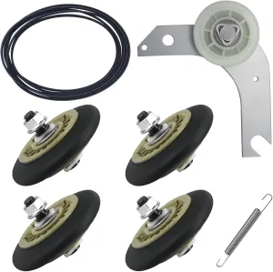 Upgraded Dryer Repair Kit Includes 134715900 Drum Support Roller(4pcs),137315300 Dryer Belt(1pc),134793500 Idler Pulley(1pc) & 131601000 Spring Idler (1pc) for Elec-trolux and Frig-ida-ire