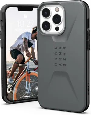 URBAN ARMOR GEAR UAG Designed for iPhone 13 Pro Case Grey Silver Sleek Ultra-Thin Shock-Absorbent Civilian Protective Cover, [6.1 inch Screen]