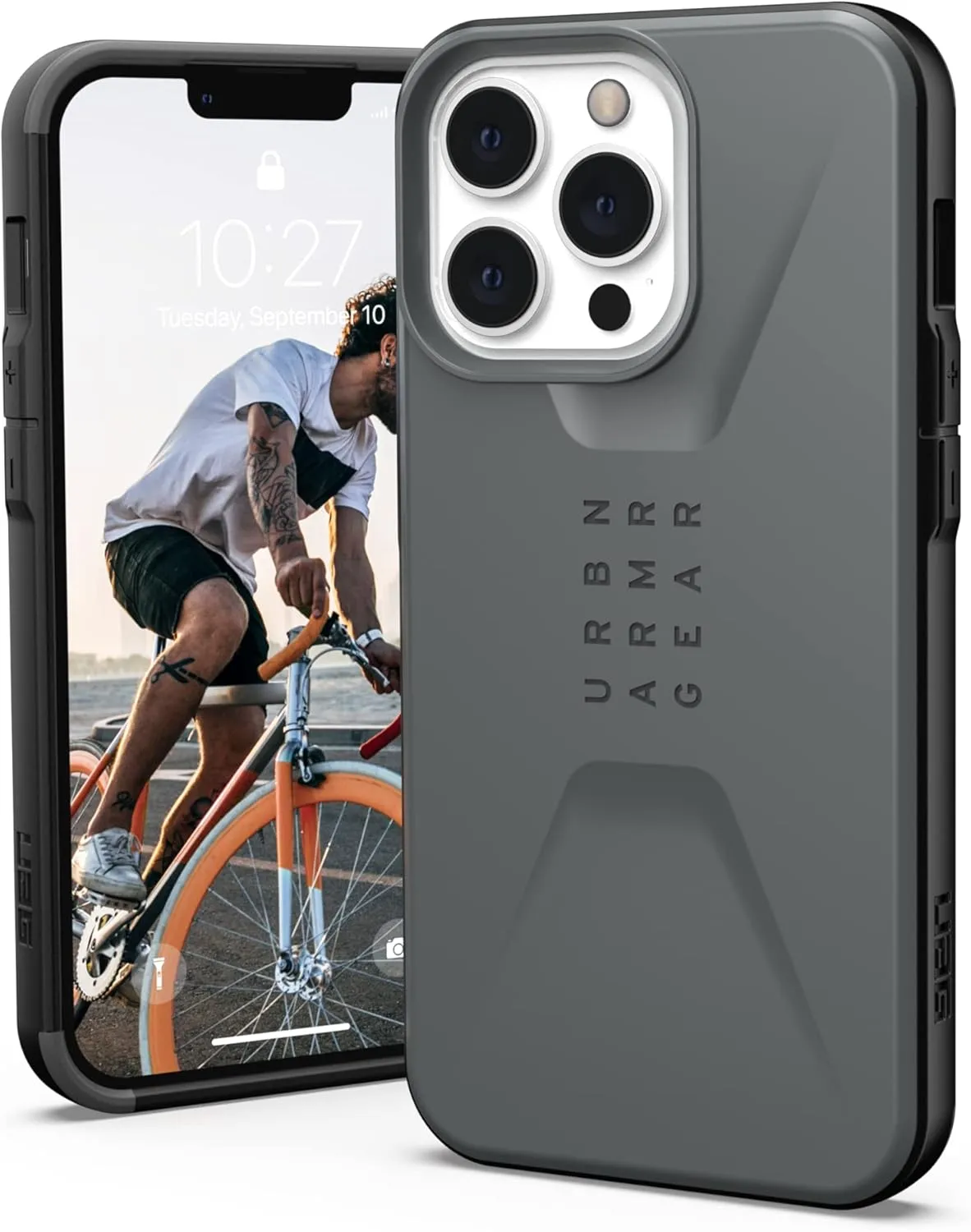 URBAN ARMOR GEAR UAG Designed for iPhone 13 Pro Case Grey Silver Sleek Ultra-Thin Shock-Absorbent Civilian Protective Cover, [6.1 inch Screen]