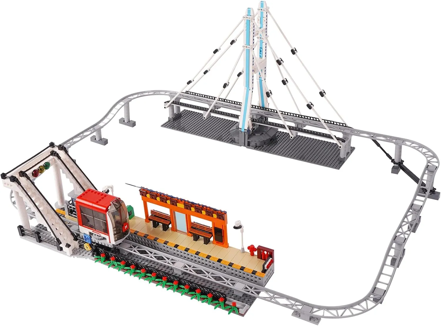Urban Railcar Building Toys, Remote Control City Express, Train Model, Collectible Building Blocks Kit for Children and Adults