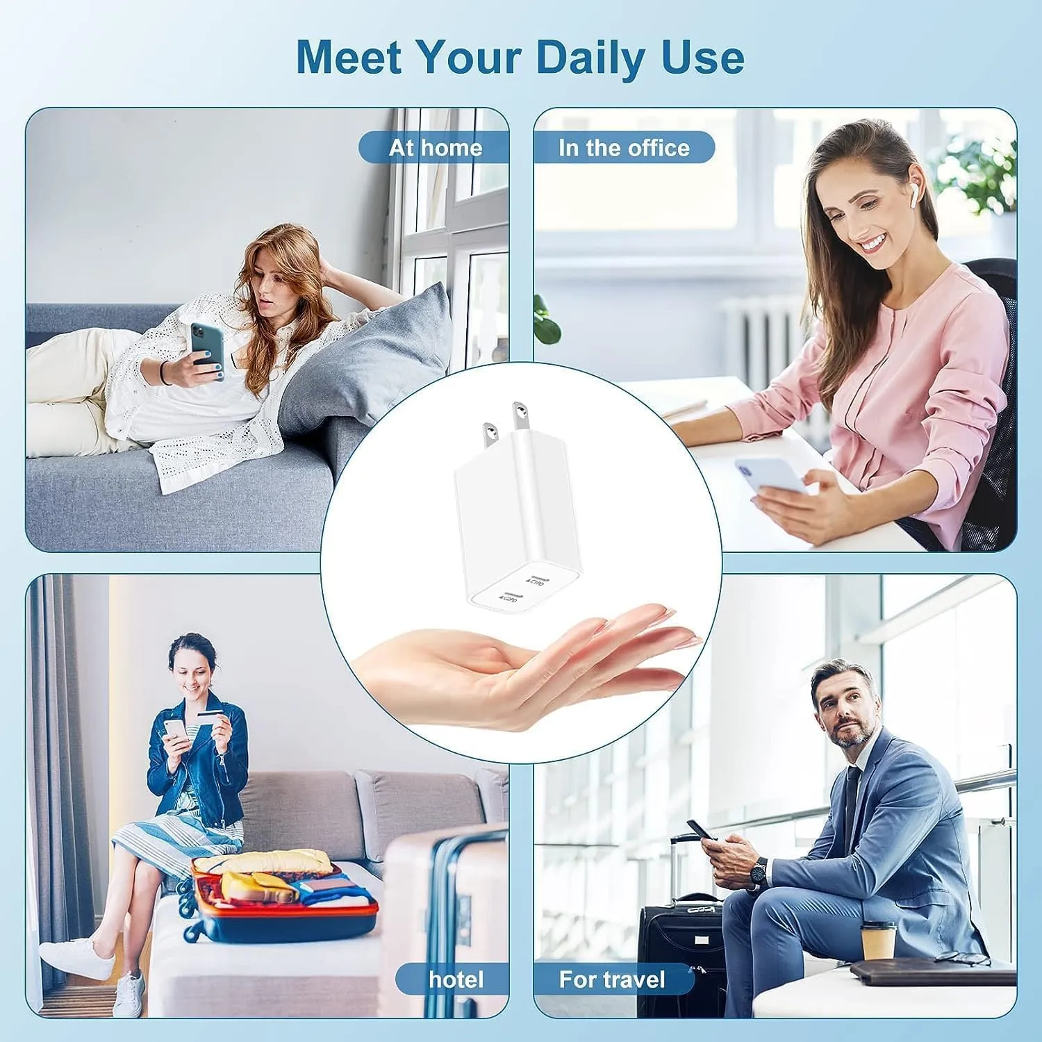USB C Fast Charger Block,USB C Charging Block 2-Pack Type C 2in1 Dual Ports Plug Wall Charger, Fast Type C Charger for iPhone 16/16e/16 Plus/16 Pro/16 Pro Max/15 Pro Max/14/13/12/11/Xs Max/XR/X,iPad