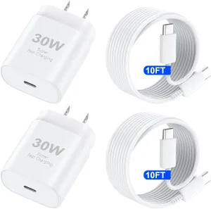 USB C iPhone 16 15 Charger Fast Charging Block, 30W iPhone 16/15 Pro Max USBC Charger with 10 FT Type C Fast Charging Long Cable Cord for iPhone 16 Pro Max/16 Pro/16e/16 Plus/15 ProMax/15Pro/15/S25/24