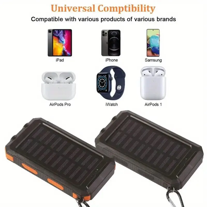 USB Portable Charger 10000mAh Solar Power Bank for Cell Phone and Laptops