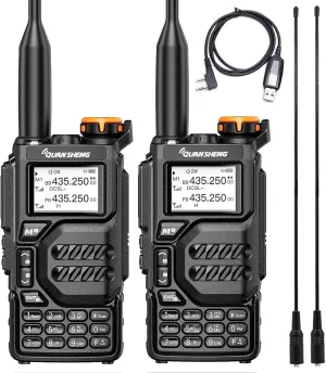 UV-K5 Ham Radio Long Range Walkie Talkies AM FM Rechargeable Two Way Radio NOAA Weather Receiver 2 Pack