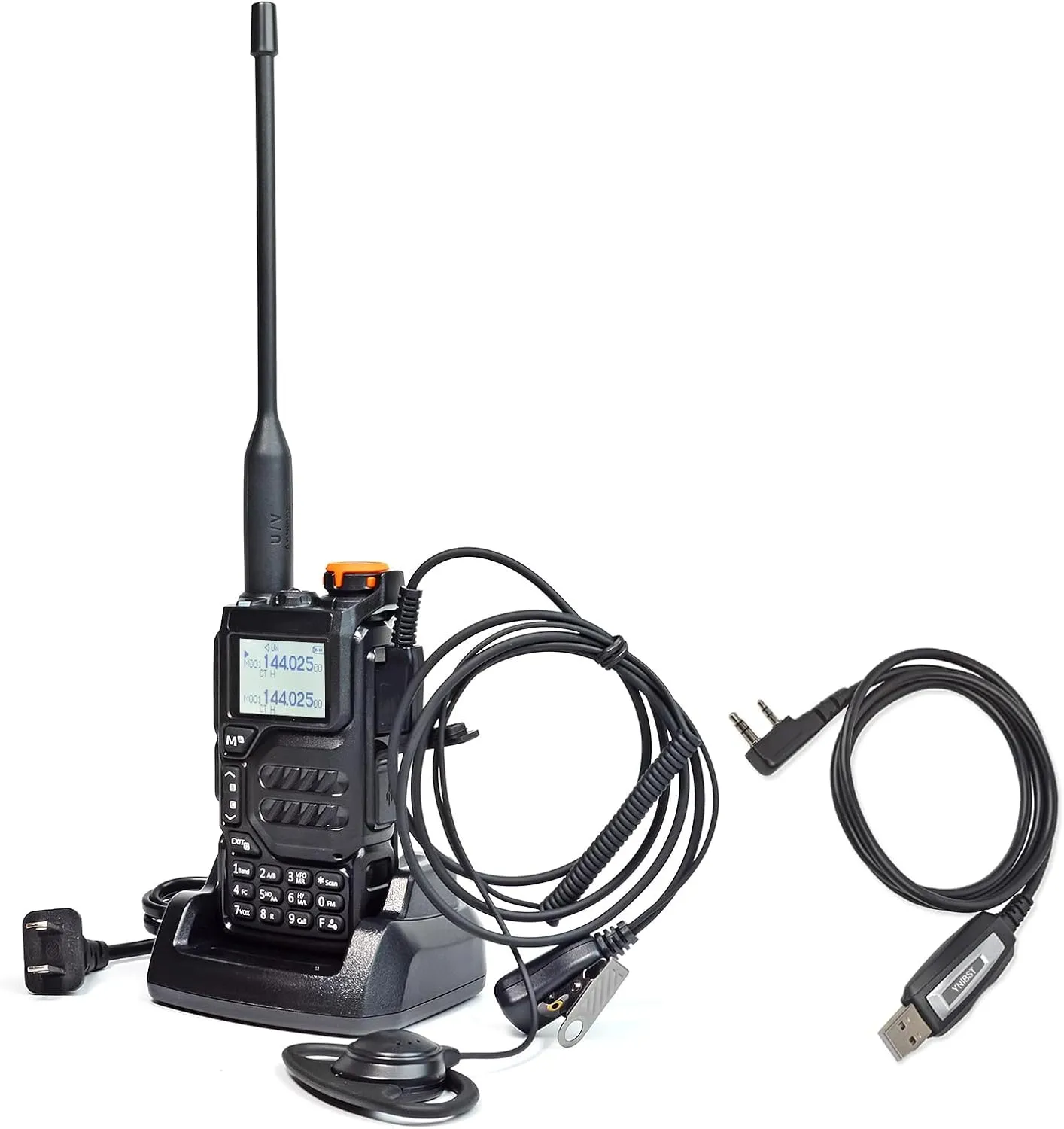 UV-K5 Walkie Talkie, VHF/UHF Dual Band Handheld Radio,AM/FM,NOAA Weather Alert,Type-C Port,200 Channel,Portable Two-Way Radio with Earpiece and Programming Cable
