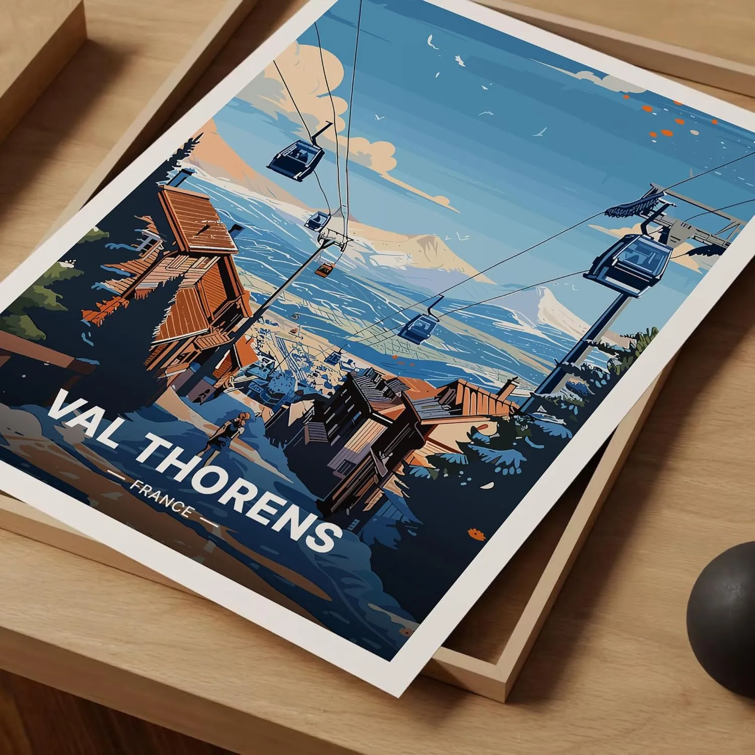 Val Thorens Ski Resort Travel Poster, France Wall Art, Skiing Adventure Decor, Unique Gift for Travelers