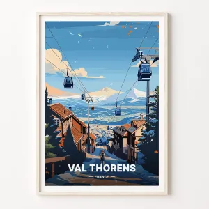 Val Thorens Ski Resort Travel Poster, France Wall Art, Skiing Adventure Decor, Unique Gift for Travelers