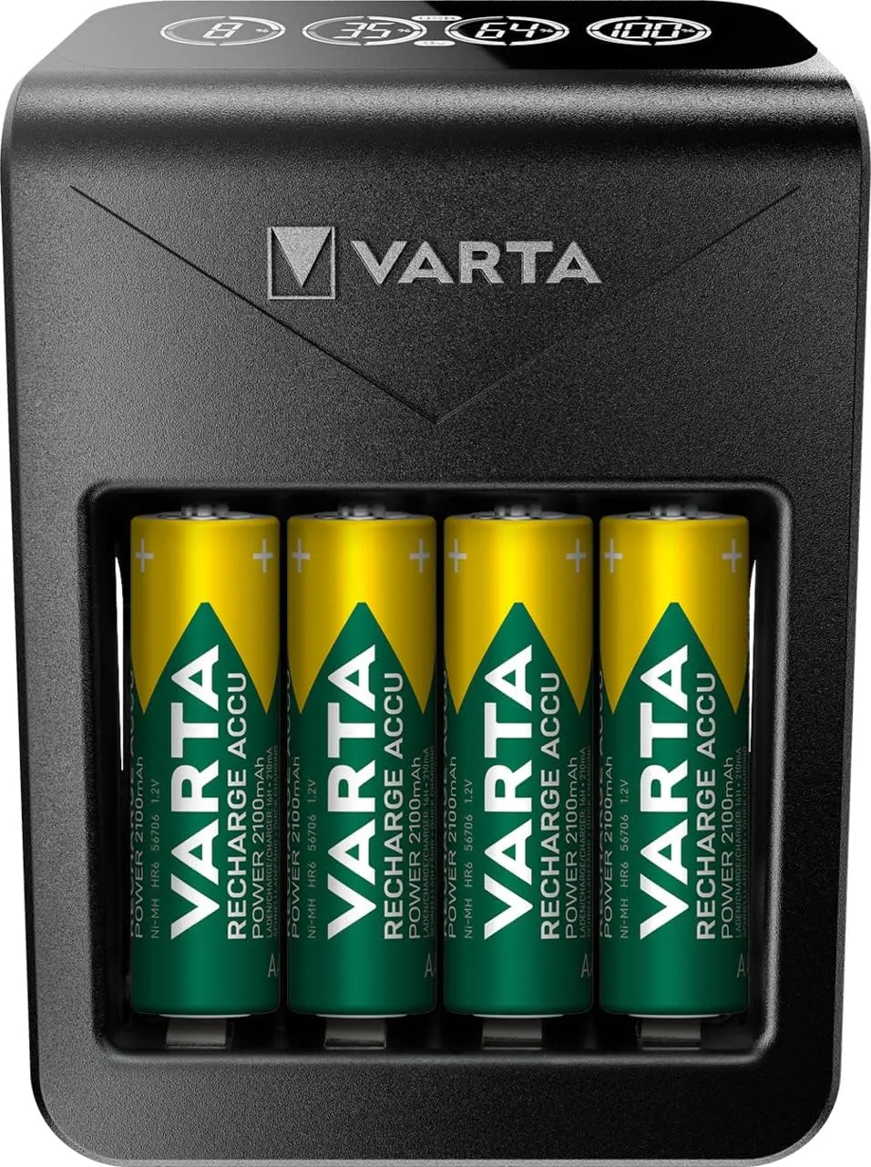 VARTA Plug Charger , Ladegerät für Akkus in AA/AAA/9V und USB Geräte, Einzelschachtladung, INKL. 4X AA 2100mAh Akku