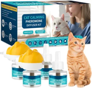 VICSOM Cat Calming Diffuser Kit, Cat Pheromones Calming Diffuser for Cat, 6-in-1 Cat Calm Plug in Kit with 2 Diffuser   4 Refill, 120 Days Anti Anxiety Relief Stress Effect