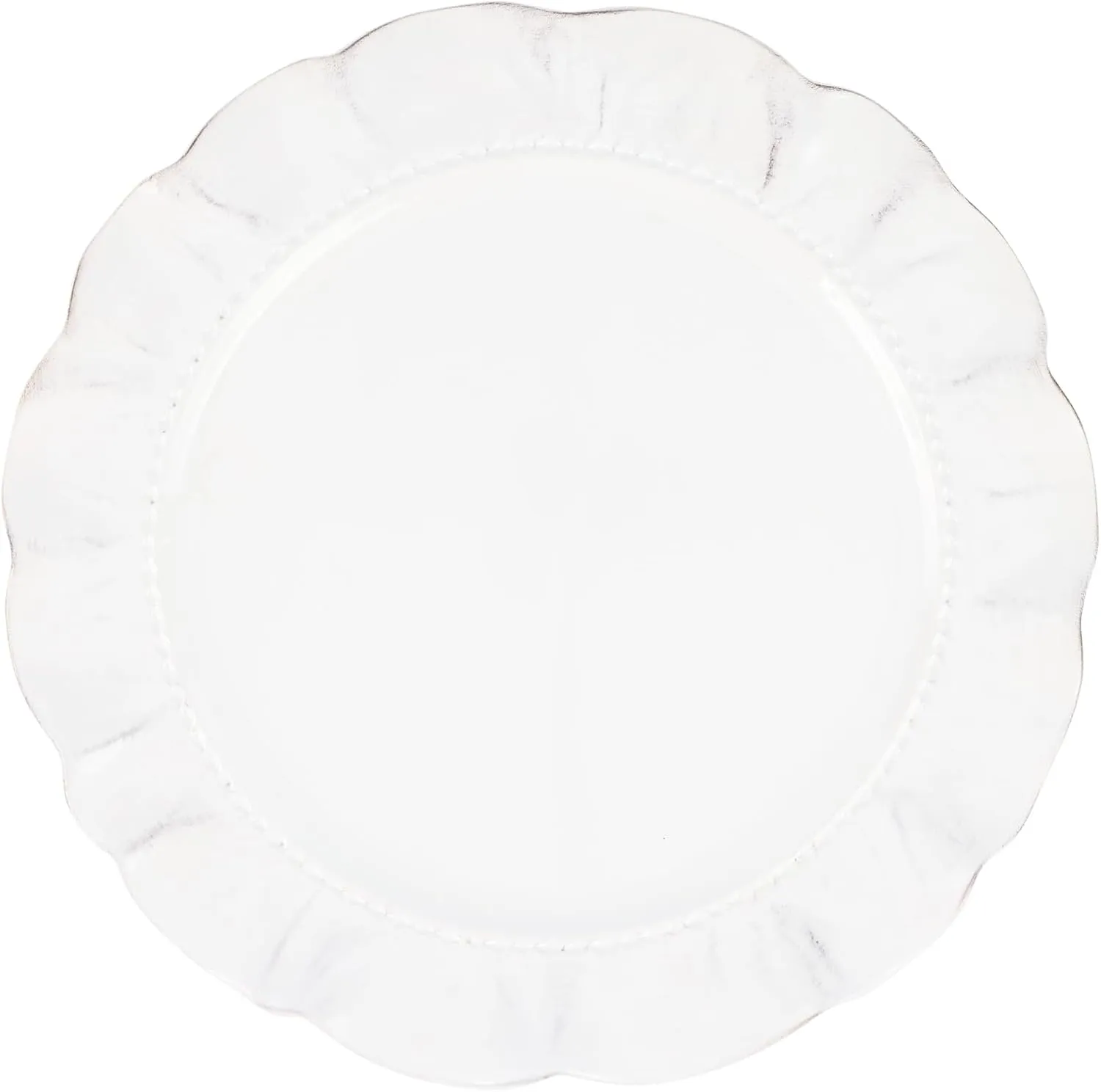 Vietri Giorno Service Plate/Charger - 13" D Handmade Italian Stoneware - Scalloped Dinner Table Trim/Serving Dish, White